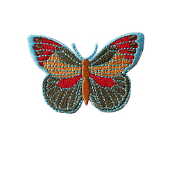 Terre De Sienne Tissu de broderie informatisé en forme de papillon, patchs à repasser/à coudre, accessoires de costumes, Sienna, 45x62mm