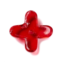 Rouge Bouchons de perles de verre transparents, osmanthus parfumé, rouge, 9.5x9.5x3mm, Trou: 1.2mm