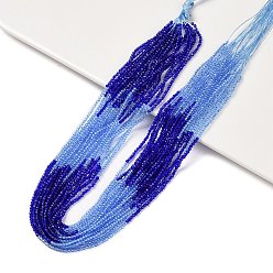 Bleu Brins de perles de verre de couleur dégradé transparent, perles multicolores segmentées, ronde à facettes, bleu, 2mm, Trou: 0.5mm, Environ 184~187 pcs/chapelet, 14.37'' (36.5 cm)