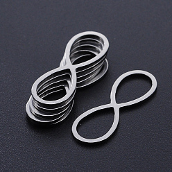 Stainless Steel Color 201 Stainless Steel Links connectors, Laser Cut, Infinity, Stainless Steel Color, 26x9x1mm, Hole: 11x7mm