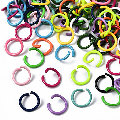 Mixed Color Spray Painted Iron Open Jump Rings, Mixed Color, 10.5x1mm, Inner Diameter: 8mm, about 3850pcs/1000g
