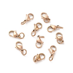 Oro Rosa 304 de acero inoxidable broches pinza de langosta, cierres de gatillo de loro, oro rosa, 10x6x3 mm, agujero: 3 mm