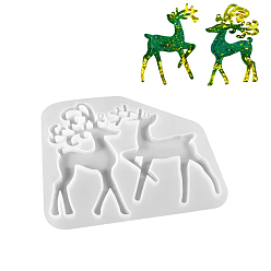 Белый DIY рождественский олень кулон силиконовые формы, формы для литья смолы, для уф-смолы, изготовление ювелирных изделий из эпоксидной смолы, белые, 152x176x8 мм