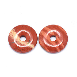 Red Jasper Natural Red Jasper Pendants, Donut/Pi Disc, Donut Width: 12mm, 30x5~7mm, Hole: 6mm