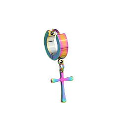 Rainbow Color Серьги-рычаги с крестом и подвеской из нержавеющей стали, толстые серьги на пасхальную тематику для мужчин и женщин, Радуга цветов, очарование: 10 мм