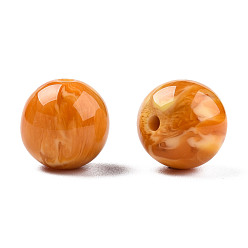 Orange Foncé Perles en résine, pierre d'imitation, ronde, orange foncé, 12x11.5mm, Trou: 1.5~3mm