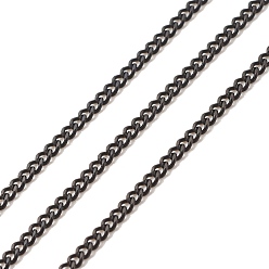 Electrophoresis Black 304 Stainless Steel Curb Chains, Soldered, with Spool, Electrophoresis Black, 2.5x2x0.5mm, about 32.81 Feet(10m)/Roll