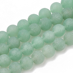 Aventurine Verte Naturelles aventurine verte brins de perles, givré, ronde, 12mm, Trou: 1.5mm, Environ 31~33 pcs/chapelet, 14.9~15.1 pouce (38~38.5 cm)