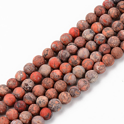 Coral Natural American Turquoise Beads Strands, Frosted, Dyed & Heated, Round, Coral, 4mm, Hole: 0.8mm, about 83~86pcs/strand, 14.96 inch(38cm)