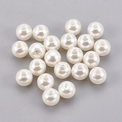 Dentelle Vieille Perles de nacre en plastique ABS, ronde, vieille dentelle, 6mm, trou: 2 mm, environ 4500 pcs / 500 g