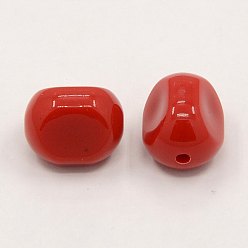 Roja Granos de acrílico sólidos, rojo, 16x13x12 mm, Agujero: 2 mm, sobre 300 unidades / 500 g