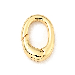Real 18K Gold Plated Brass Spring Gate Rings, Oval, Cadmium Free & Lead Free, Long-Lasting Plated, Real 18K Gold Plated, 12x8x3mm, Hole: 5x8mm