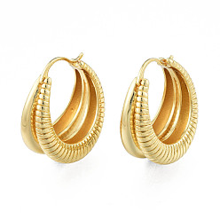 Golden Brass Teardrop Chunky Hoop Earrings for Women, Nickel Free, Golden, 26x22.5x12mm, Pin: 0.8mm