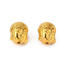 Oro Abalorios de aleación de estilo tibetano, sin plomo y cadmio, cabeza de Buda, dorado, 11x9x8 mm, agujero: 1.5 mm