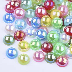 Color mezclado Abs cabujones de perlas de imitación, color de ab chapado, cúpula / media ronda, color mezclado, 10x5 mm, sobre 2000 unidades / bolsa