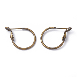 Antique Bronze Brass Hoop Earrings, Ring, Antique Bronze, 20x1.5mm, Pin: 0.6mm