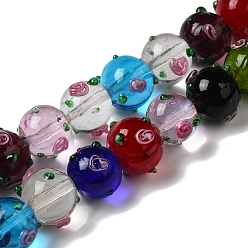 Coloré Main cahoteuses chalumeau perles brins, avec l'émail, ronde, colorées, 11.5~13.5x13.5~14x13~13.5mm, Trou: 1.5mm, Environ 33 pcs/chapelet, 15.16'' (38.5 cm)