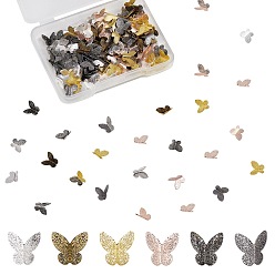 Mixed Color Olycraft Textured Alloy Cabochons, Nail Art Decoration Accessories for Women, Butterfly, Mixed Color, 7.5x7.5x2.5mm, 180pcs/box
