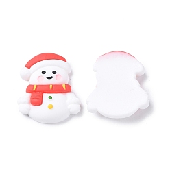 Snowman Christmas Theme Opaque Resin Cabochons, Snowman, 27x23x6mm