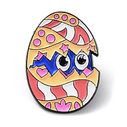 Salmon Easter Egg with Star Enamel Pins, Black Alloy Badge for Backpack Cloths Hats Jacket, Salmon, 30.5x22x1.5mm