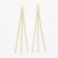 Real 18K Gold Plated Brass Serpentine Chain Tassel Big Pendants, Real 18K Gold Plated, 62x3.5x1mm, Hole: 1mm