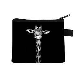Giraffe Realistic Animal Pattern Polyester Clutch Bags, Change Purse with Zipper, for Women, Rectangle, Giraffe, 13.5x11cm