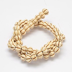Beige Dyed Synthetic Turquoise Bead Strands, Pumpkin, Beige, 12x8mm, Hole: 1mm, about 868pcs/1000g