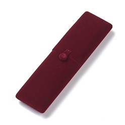 Dark Red Velvet Necklace Box, Double Flip Cover, for Showcase Jewelry Display Necklace Storage Box, Rectangle, Dark Red, 23x6.1x4cm