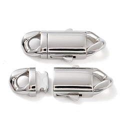 Stainless Steel Color 304 Stainless Steel Bayonet Clasps, Rectangle, Stainless Steel Color, 36x15.5x6.5mm, Hole: 5x5mm