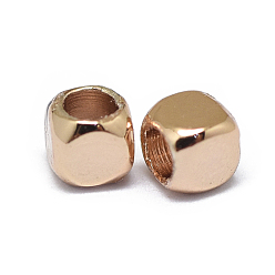 Real Rose Gold Plated Rack Plating Brass Spacer Beads, Long-Lasting Plated, Cube, Real Rose Gold Plated, 1.8x1.8x1.8mm, Hole: 1.2mm