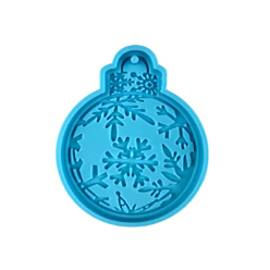 Deep Sky Blue DIY Pendant Silicone Molds, Resin Casting Molds, Christmas Ball with Snowflake Pattern, Deep Sky Blue, 50mm