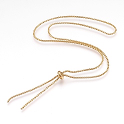Golden Adjustable 304 Stainless Steel Lariat Necklaces, Slider Necklaces, Abacus, Golden, 25.7 inch(65.5cm), 2~2.5mm
