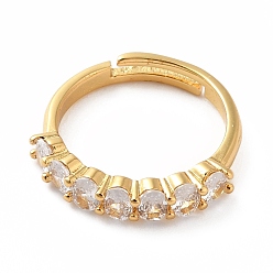 Прозрачный Регулируемое кольцо из кубического циркония, настоящие позолоченные украшения из латуни для женщин, без свинца и без кадмия, прозрачные, внутренний диаметр: 18 мм