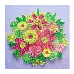 Fleur Kits de peinture diamant bricolage, y compris les strass en résine, stylo collant diamant, plaque de plateau et pâte à modeler, motif de fleur, 300x300mm