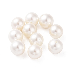 White Shell Pearl Half Drilled Beads, Round, White, 12mm, Hole: 1mm