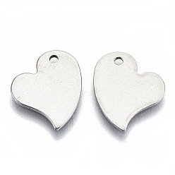 Stainless Steel Color 201 Stainless Steel Charms, Laser Cut, Stamping Blank Tag, Heart, Stainless Steel Color, 12.5x13x0.8mm, Hole: 1.4mm