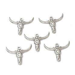 Stainless Steel Color 304 Stainless Steel Pendants, Ox Head, Stainless Steel Color, 20.5x25x3.5mm, Hole: 1.6mm