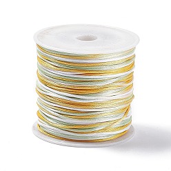 Oro Cordón de hilo de nailon teñido en segmento, cordón de satén de cola de rata, para la fabricación de la joyería diy, nudo chino, oro, 1 mm