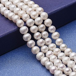 Perla Hilos de perlas de agua dulce cultivadas naturales, patata, blanco, 6x5~6 mm, agujero: 0.5 mm, sobre 68~69 unidades / cadena, 14.96 pulgada (38 cm)