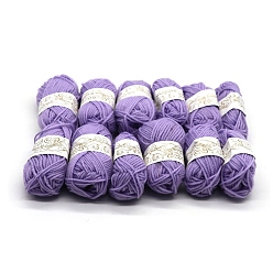 Lilas 12 écheveaux de fil à tricoter en polyester, fil artisanal pour enfants, châle écharpe poupée crochet fournitures, lilas, 2mm, environ 21.87 yards (20m)/écheveau