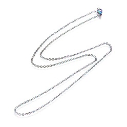Rainbow Color Ion Plating(IP) 304 Stainless Steel Cross Chain Necklaces, with Lobster Claw Clasps, Rainbow Color, 23.6 inch(60cm), 2mm