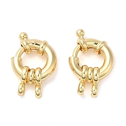 Real 18K Gold Plated Brass Spring Ring Clasps, Nickel Free, Real 18K Gold Plated, 24.5x15.3x5mm, Hole: 3.5mm