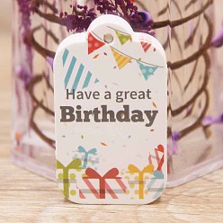 White Paper Gift Tags, Hange Tags, For Arts and Crafts, Birthday Theme, Rectangle with Word Have a Great Birthday, White, 50x30x0.4mm, Hole: 3mm