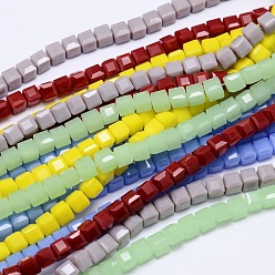Mixed Color Faceted Cube Glass Bead Strands, Mixed Color, 5.5x5.5x5.5mm, Hole: 1mm, about 94pcs/strand, 20.4 inch
