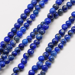 Lapis Lazuli Natural Gemstone Lapis Lazuli Round Beads Strands, Grade AB, 2mm, Hole: 0.8mm, about 184pcs/strand, 16 inch
