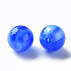 Blue Acrylic Beads, Imitation Gemstone, Round, Blue, 12mm, Hole: 2mm, about 560pcs/500g
