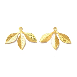 Golden Iron Pendants, Etched Metal Embellishments, Leaf Charm, Golden, 23x30x1mm, Hole: 1.4mm