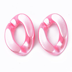 Hot Pink Opaque Acrylic Linking Rings, Quick Link Connectors, for Curb Chains Making, Pearlized, Twist, Hot Pink, 29x20x6mm, Inner Diameter: 8x16mm