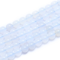 Chalcedony Natural Blue Chalcedony Beads Strands, Round, 8~8.5mm, Hole: 0.8mm, about 46pcs/Strand, 15.08 inch(38.3cm)