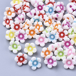 Mixed Color Acrylic Beads, Craft Beads, Flower, Mixed Color, 10x10x6.5mm, Hole: 1.8mm, about 1600pcs/500g
